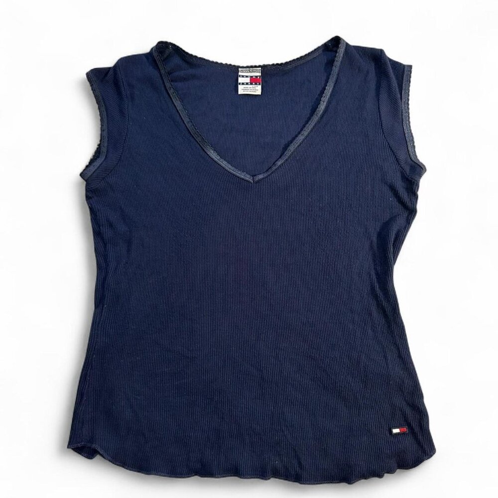 Vintage Navy blue Tommy jeans ribbed tank top